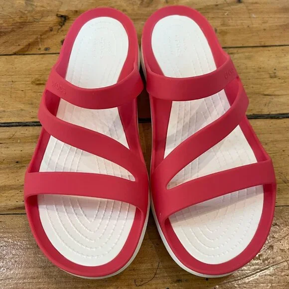CROCS | Shoes | Crocs Sandals Size 8 W Strappy Slide Red  display picture 1